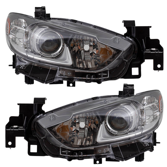 Brock Replacement Pair Set Halogen Combination Headlights Headlamps Compatible with 14-17 6 GJR9510L0C GJR9510K0C