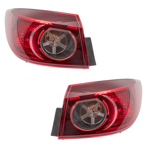 Brock Replacement Pair Set Tail Lamps Tail Light Quarter Panel Mounted Compatible with 14-18 Mazda3 Sedan BHN151160B BHN151150B