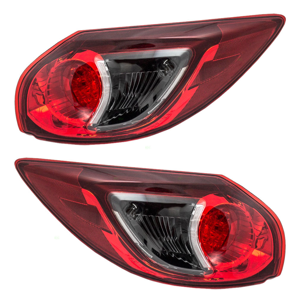 Brock Replacement Driver and Passenger Taillights Tail Lamps Bulb Type Quarter Panel Mounted Compatible with 13-16 SUV KD33-51-160C KD33-51-150C