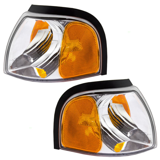 Brock Replacement Driver and Passenger Park Signal Corner Marker Lights Lamps Compatible with 01-10 Pickup Truck 1F7051131 1F7051121