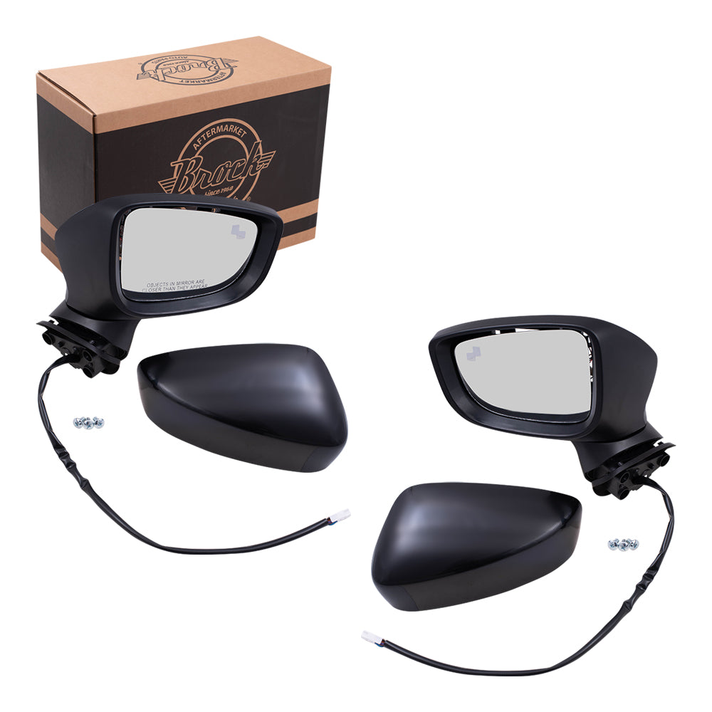 Replacement Set Driver and Passenger Power Side Mirrors Heated Signal Blind Spot Detection Compatible with 2017-2018 Mazda3 Japan