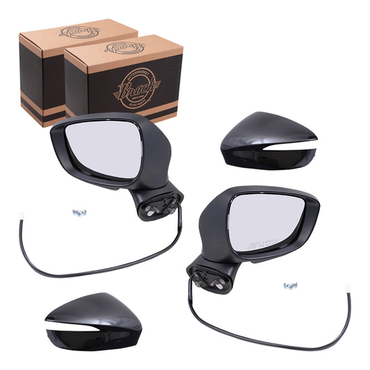 Replacement Set Driver and Passenger Side Power Mirrors Heated with Signal Compatible with 2015-2016 CX-5 KR23-69-181A KR23-69-121A