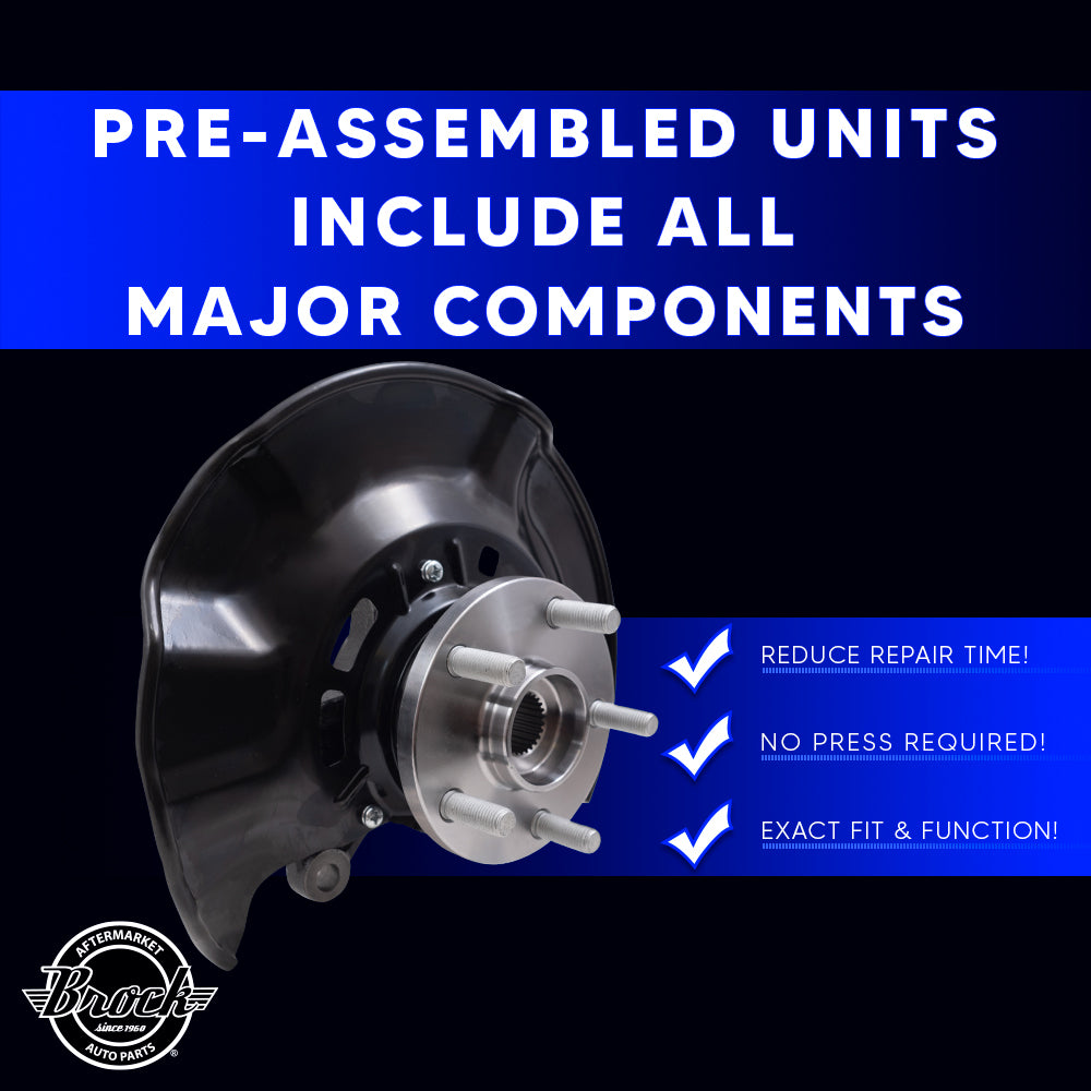 Brock Aftermarket Replacement Front Driver Left Passenger Right Loaded Steering Knuckle Assembly Set Compatible with 2009-2013 Toyota Corolla