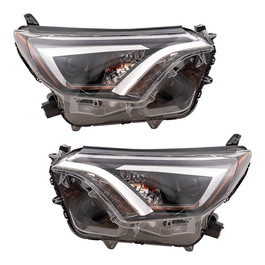 Brock Replacement Set LED Headlights Compatible with 2016 2017 2018 RAV4