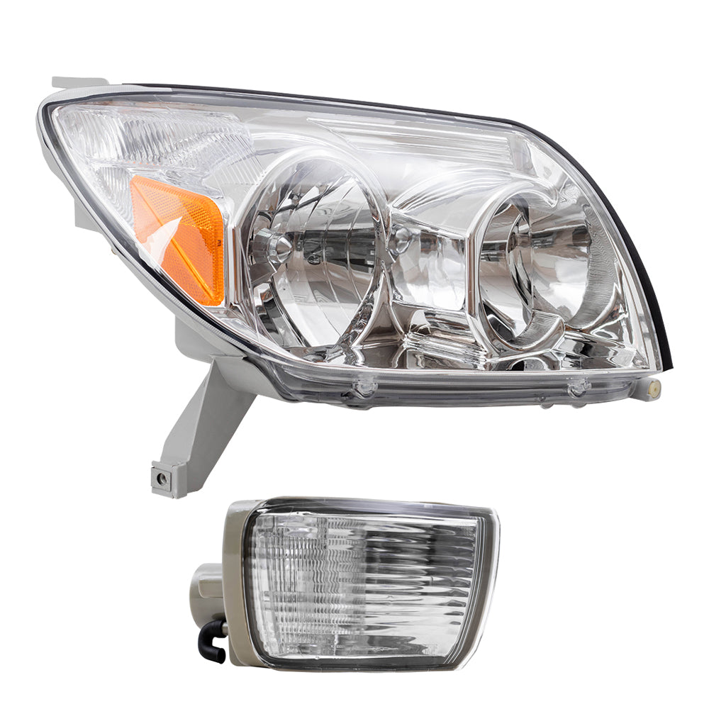 Brock Replacement Halogen Headlights with Signal Lights Compatible with 2003 2004 2005 4Runner