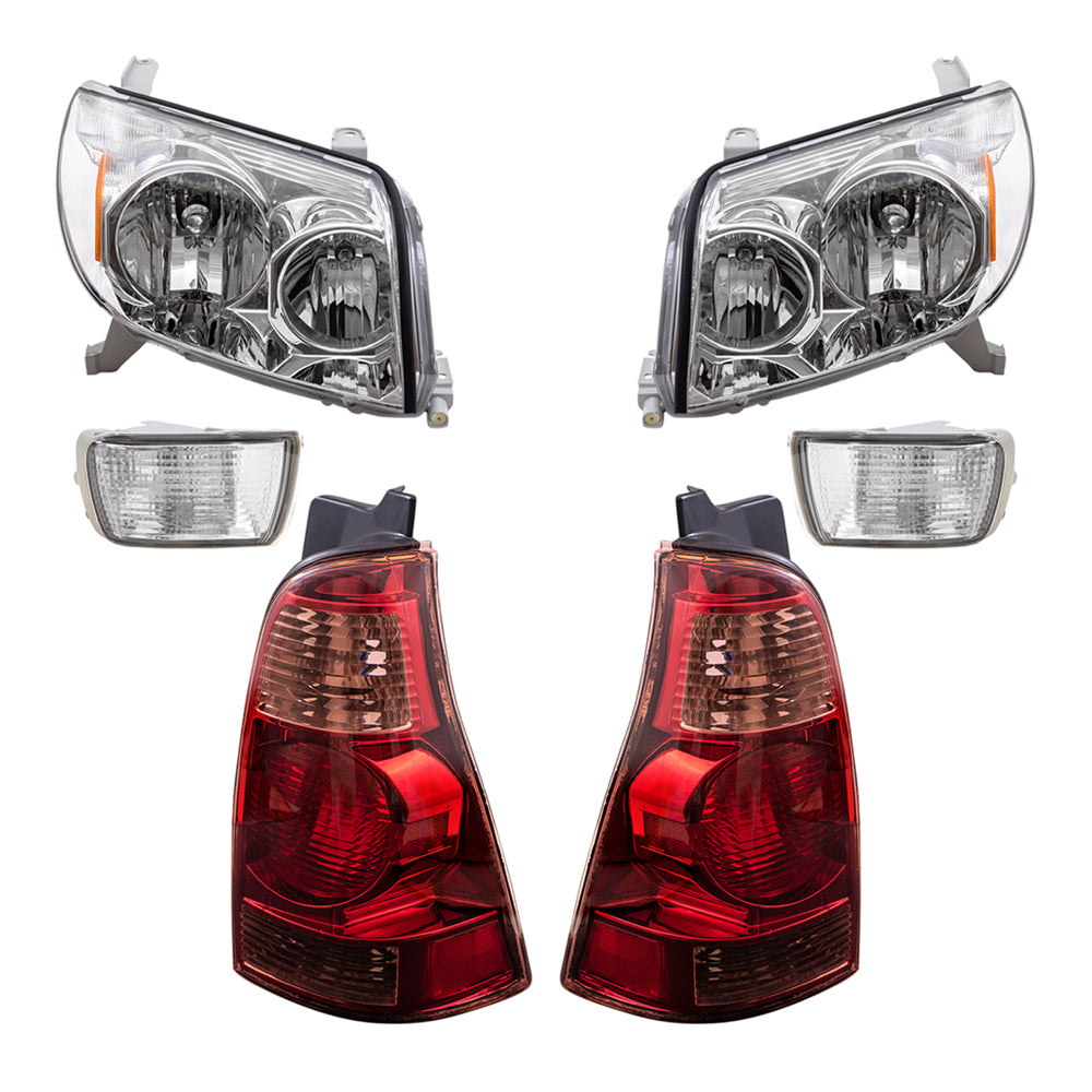 Brock Replacement Halogen Headlights with Signal Lights and Tail Lights Compatible with 2003 2004 2005 4Runner