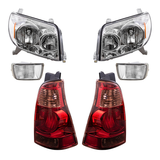 Brock Replacement Halogen Headlights with Signal Lights and Tail Lights Compatible with 2003 2004 2005 4Runner