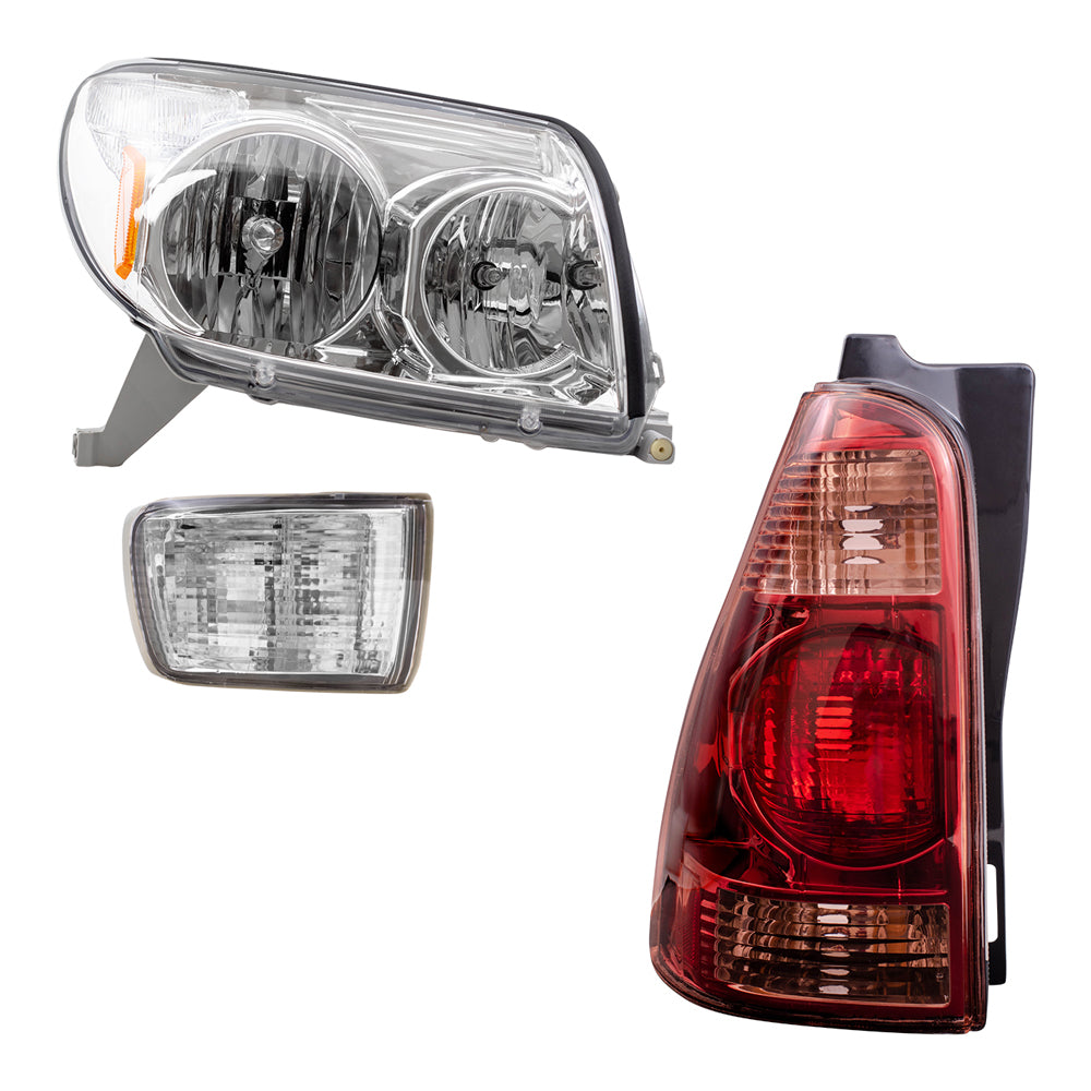 Brock Replacement Halogen Headlights with Signal Lights and Tail Lights Compatible with 2003 2004 2005 4Runner