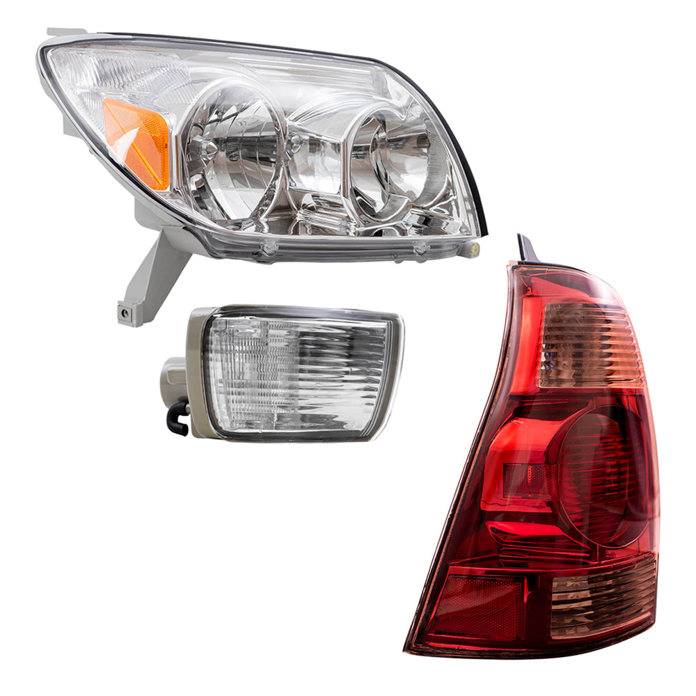 Brock Replacement Halogen Headlights with Signal Lights and Tail Lights Compatible with 2003 2004 2005 4Runner
