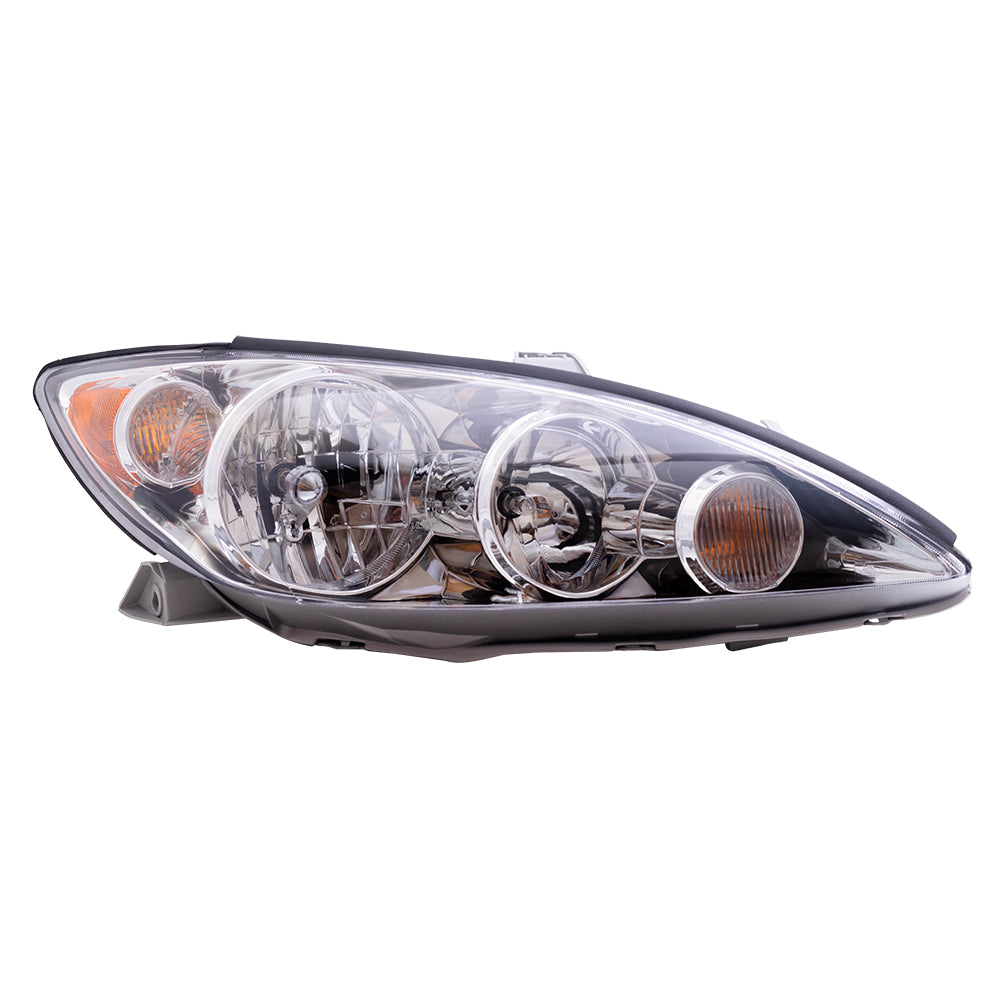 Brock Replacement Passengers Halogen Headlight Headlamp with Chrome Trim Compatible with 2005-2006 Camry USA 8111006180