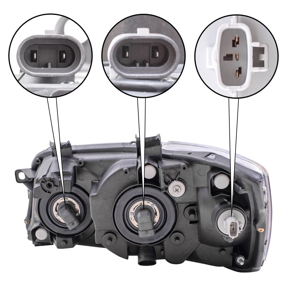 Brock Replacement Driver and Passenger Headlights Headlamps Compatible with 2001-2003 Highlander 81170-48150 81130-48150