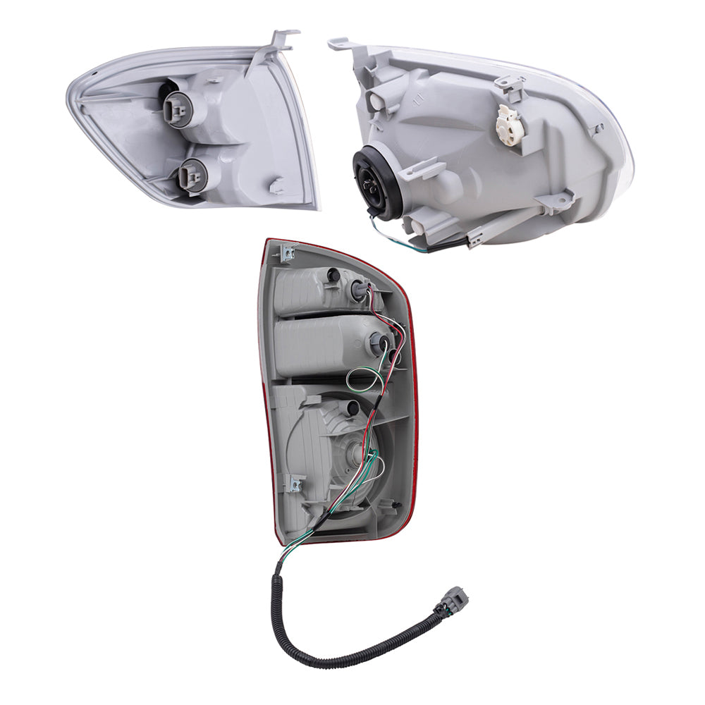 Brock Replacement Driver and Passenger Side Halogen Headlight Assemblies, Signal Light Assemblies & Tail Light Assemblies 6 Piece Set Compatible with 2005-2006 Tundra Double Cab with Standard Bed