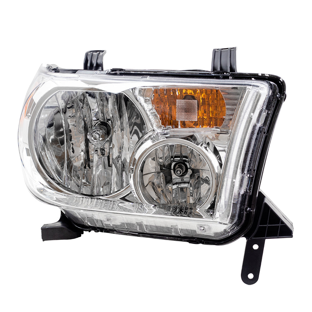 Brock Replacement Driver and Passenger Halogen Headlights Headlamps Compatible with 2008-2017 Sequoia 811500C051 811100C051