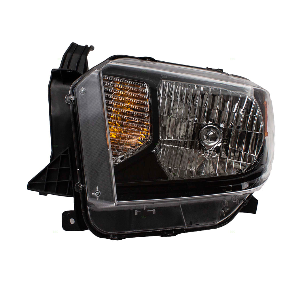 Brock Replacement Drivers Halogen Combination Headlight Headlamp & Black Bezel Compatible with 14-17 Tundra Pickup Truck w/Power Leveling 811500C111