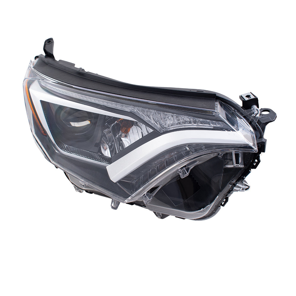 Brock Replacement Pair Headlights Driver and Passenger Set Halogen Headlamps Compatible with 2016-2018 RAV4 811500R080 811100R080