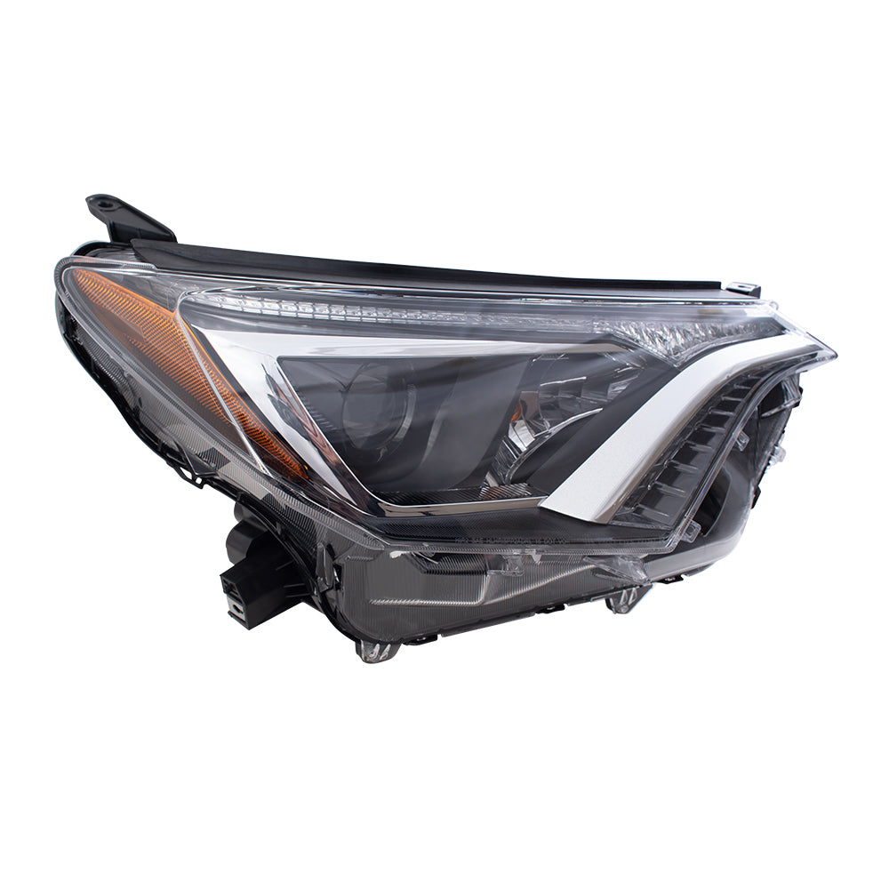 Brock Replacement Pair Headlights Driver and Passenger Set Halogen Headlamps Compatible with 2016-2018 RAV4 811500R080 811100R080