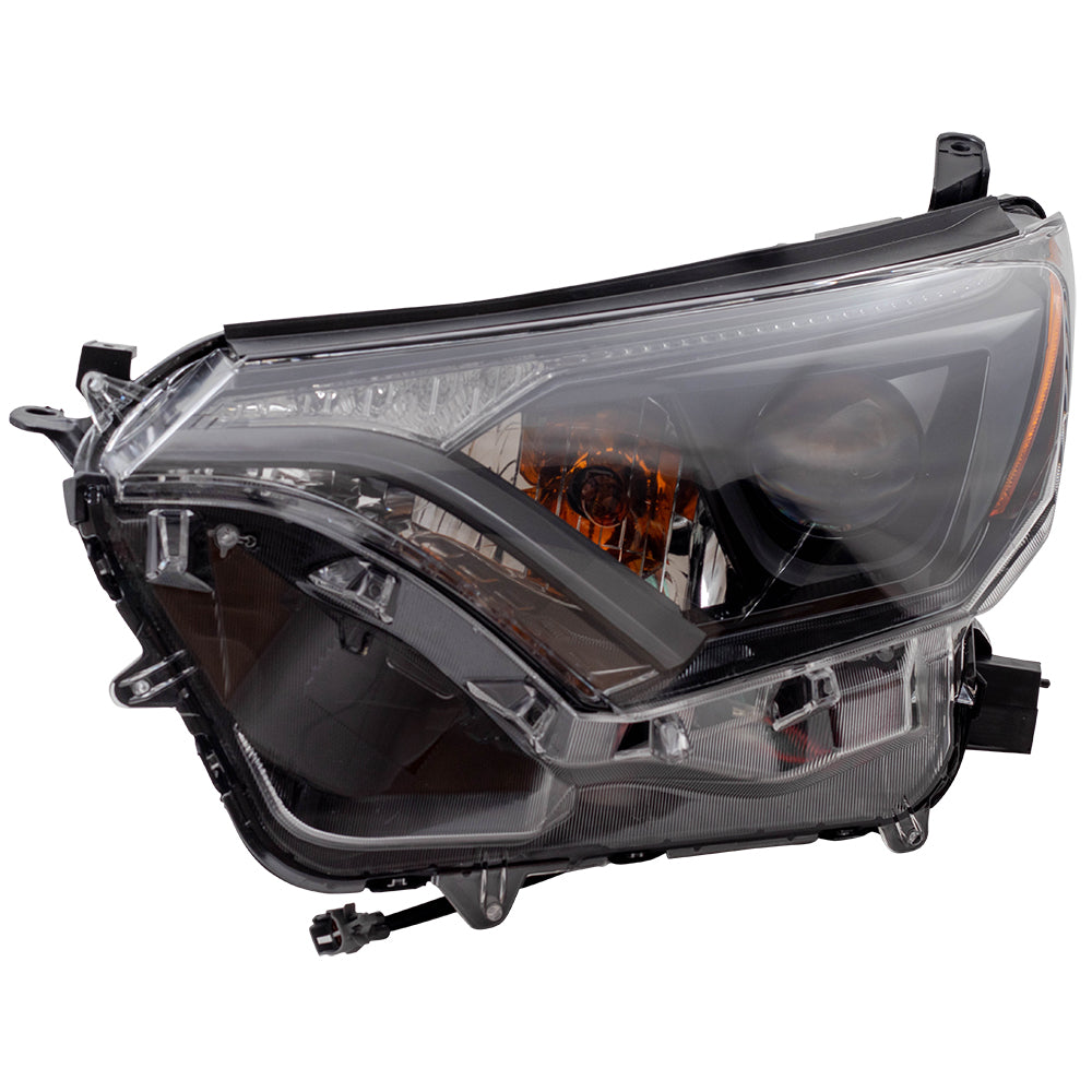 Brock Aftermarket Replacement Driver Side Left Halogen Combination Headlight Assembly With Black Bezel Compatible With 2016-2018 Toyota RAV4