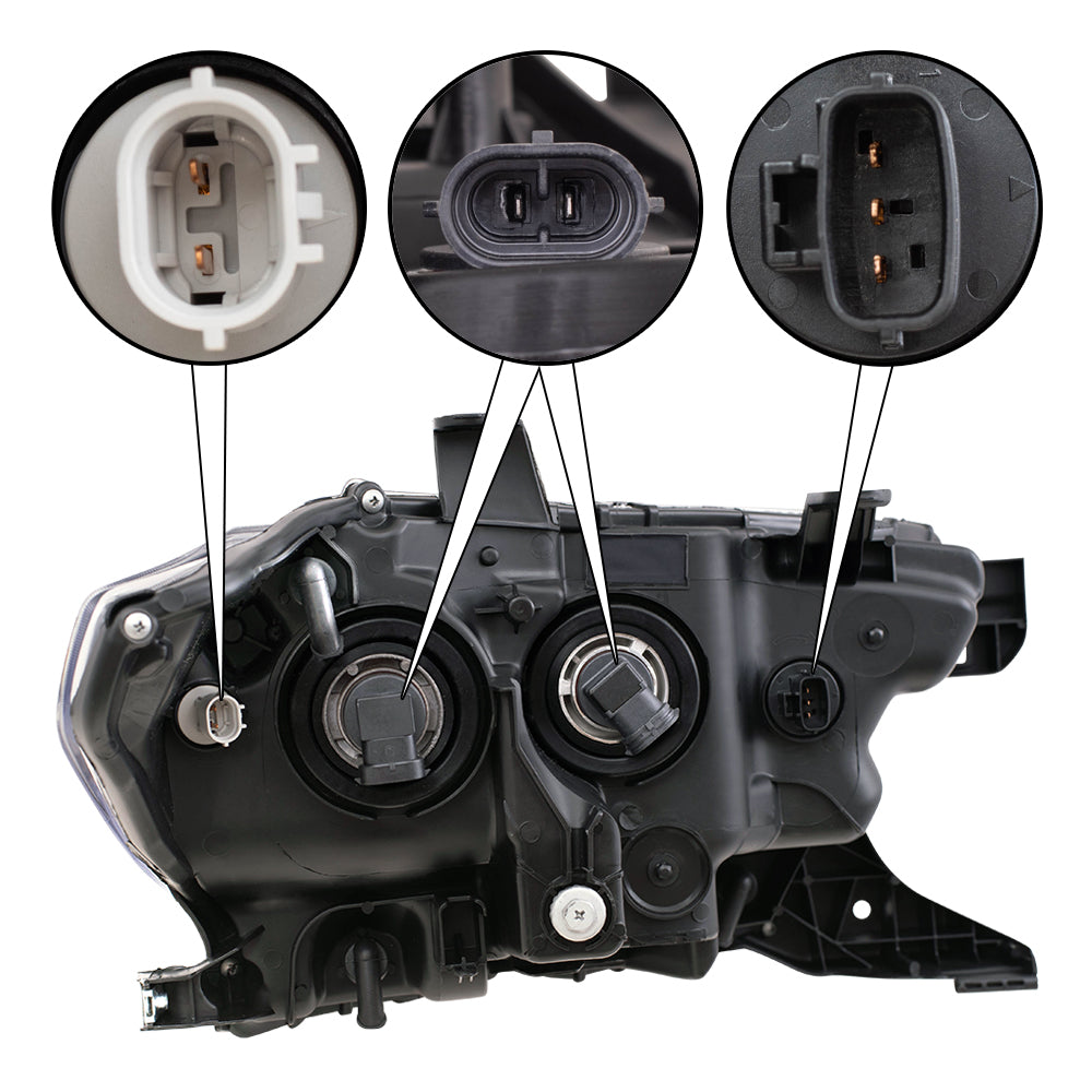 Brock Aftermarket Replacement Driver Left Passenger Right Halogen Combination Headlight Assembly Without LED Daytime Running Light Set Compatible With 2016-2017 Toyota Tacoma Without Fog Lights