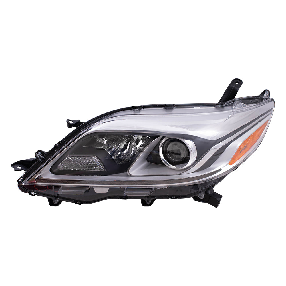 Halogen Combination Headlight Assembly With Chrome Bezel-LED Daytime Running Light Driver Side Left For 2015-2020 Toyota Sienna