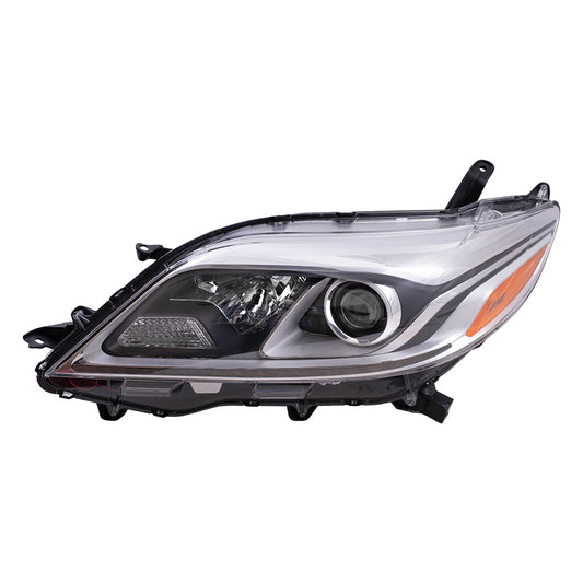 Halogen Combination Headlight Assembly With Chrome Bezel-LED Daytime Running Light Driver Side Left For 2015-2020 Toyota Sienna