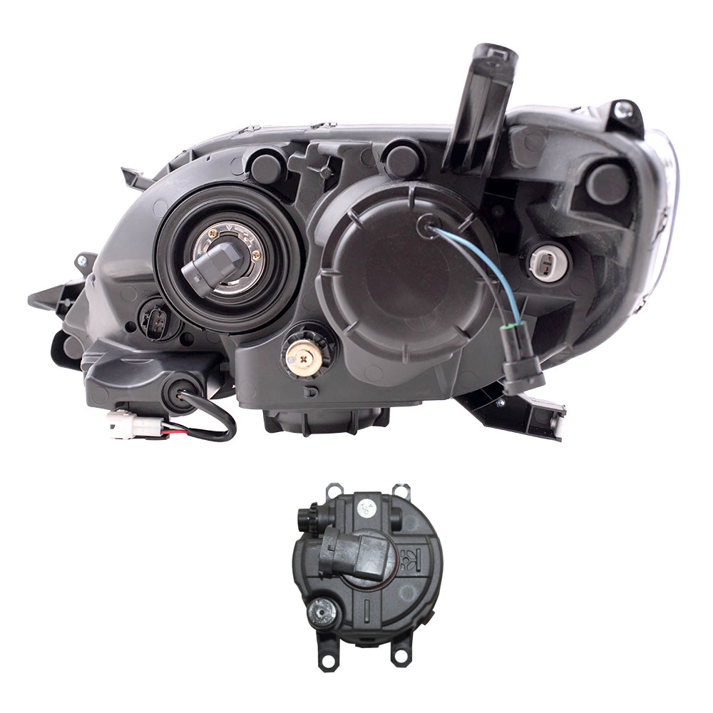 Brock Aftermarket Replacement Part Driver & Passenger Side Headlights w/LED Daytime Running Lights & Fog Lights Kit W/Bezels-Wiring-Switch Set Compatible with 2015-2017 Toyota Sienna EXCEPT SE