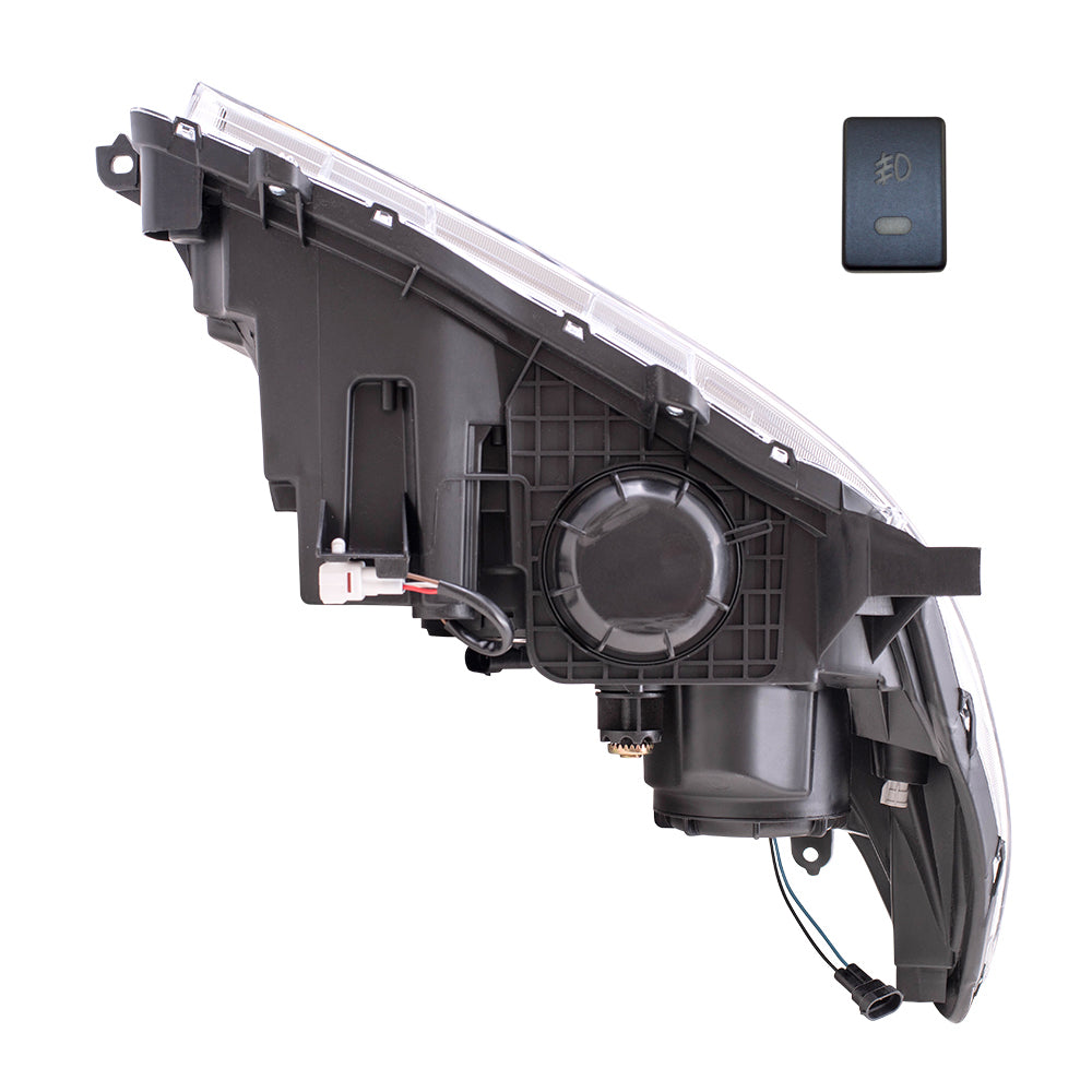 Brock Aftermarket Replacement Part Driver & Passenger Side Headlights w/LED Daytime Running Lights & Fog Lights Kit W/Bezels-Wiring-Switch Set Compatible with 2015-2017 Toyota Sienna EXCEPT SE