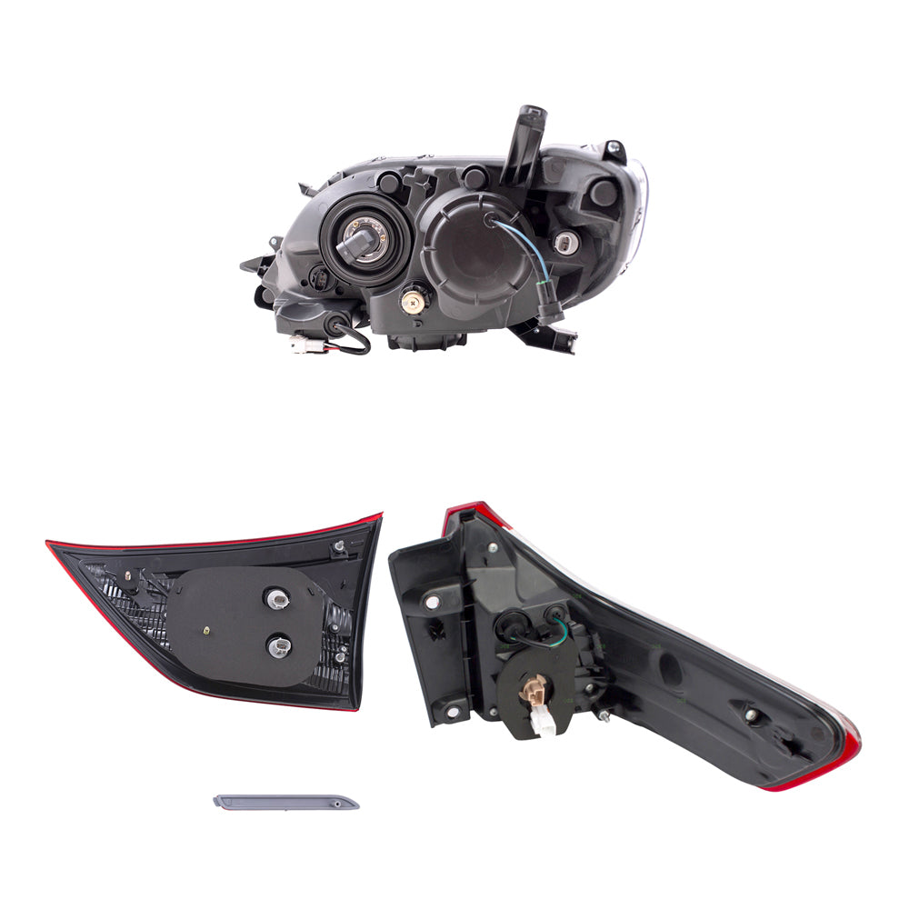 Brock Aftermarket Replacement Part Driver & Passenger Side Headlights w/LED DRLs, Tail Lights Quarter & Liftgate Mounted, & Rear Bumper Reflectors Set Compatible with 2015-2019 Toyota Sienna EXCEPT SE