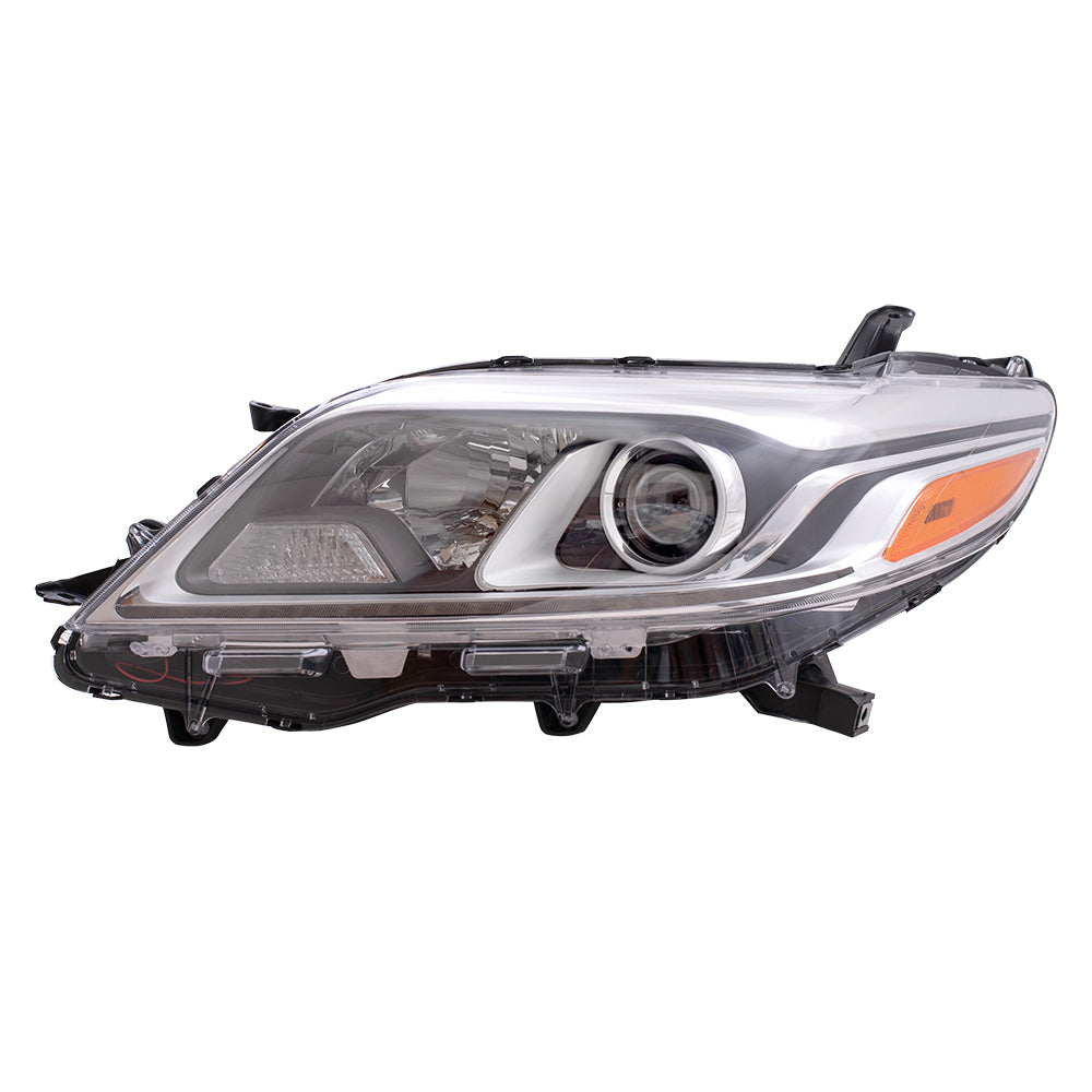 Halogen Combination Headlight Assembly With Chrome Bezel-LED Daytime Running Light Driver Side Left For 2015-2020 Toyota Sienna