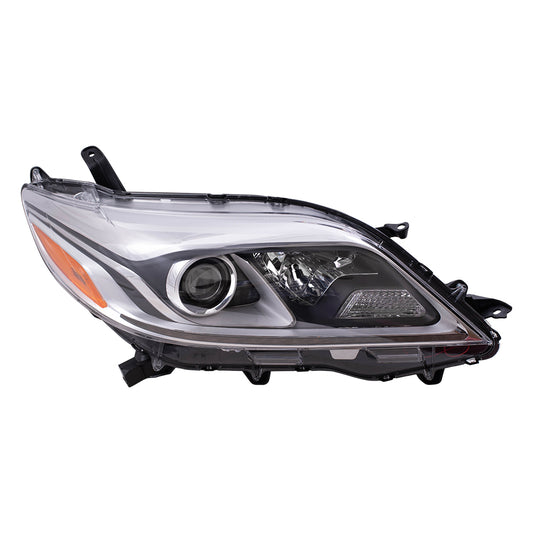 Halogen Combination Headlight Assembly With Chrome Bezel-LED Daytime Running Light Passenger Side Right For 2015-2020 Toyota Sienna
