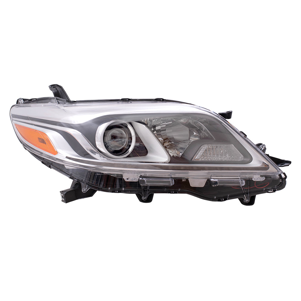 Halogen Combination Headlight Assembly With Chrome Bezel-LED Daytime Running Light Passenger Side Right For 2015-2020 Toyota Sienna