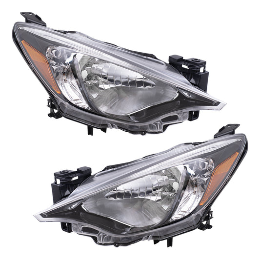 Brock Replacement Driver and Passenger Side Halogen Combination Headlight Assemblies Compatible with 16-18 Yaris iA