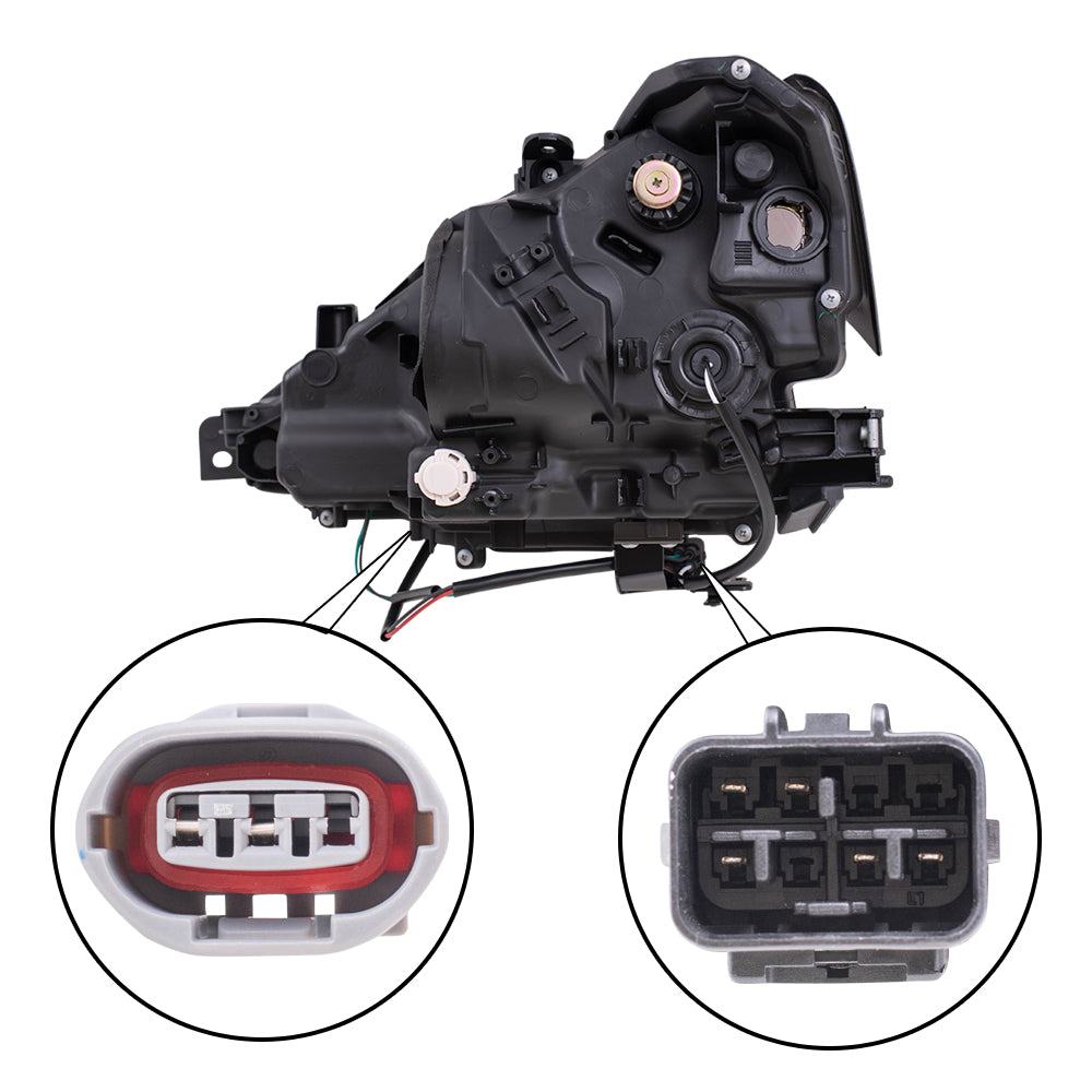 Brock Replacement Driver and Passenger Side HID Combination Headlight Assembly Without HID Kit Set Compatible with 2014-2016 is