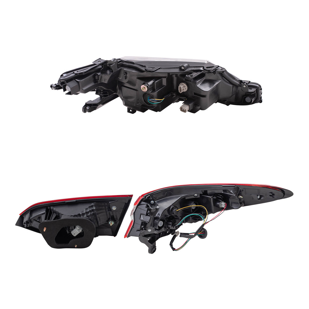 Brock Replacement Driver and Passenger Side Headlights and Tail Lights Quarter Mounted & Lid Mounted 6 Piece Set Compatible with 2019-2020 Camry SE & 2019 Camry Hybrid SE