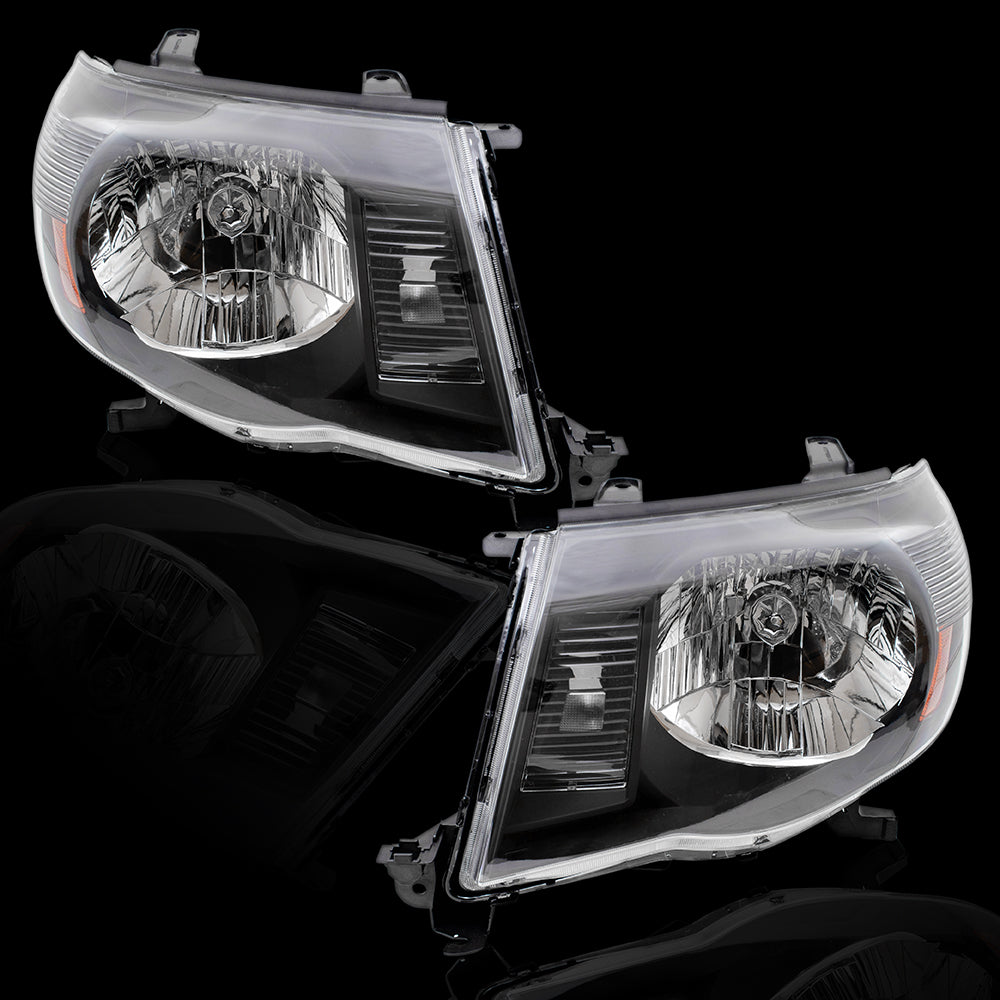 Brock Replacement Performance Pair Headlights Driver and Passenger Headlamps Set w/ Black Bezels Compatible with 2005-2011 Tacoma Pickup Truck
