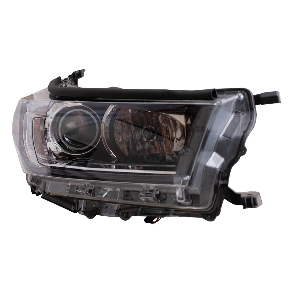 Brock Replacement Passenger Side Headlight without Smoked Chrome Accent with LED Daytime Running Lights Compatible with 2017-2018 Highlander & 2017-2018 Highlander Hybrid