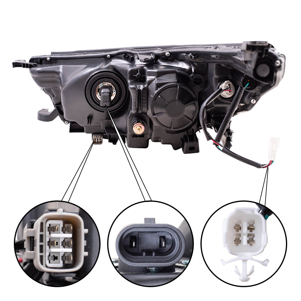 Brock Replacement Passenger Side Headlight without Smoked Chrome Accent with LED Daytime Running Lights Compatible with 2017-2018 Highlander & 2017-2018 Highlander Hybrid