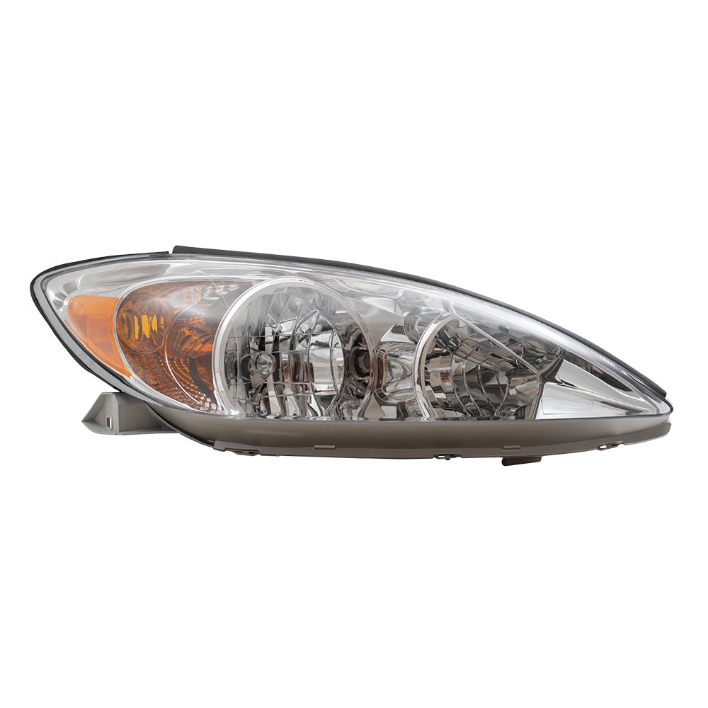 Brock Replacement Driver and Passenger Halogen Headlights Set Lens with Chrome Bezels Compatible with 2002-2004 Camry 81150AA060 81110AA060