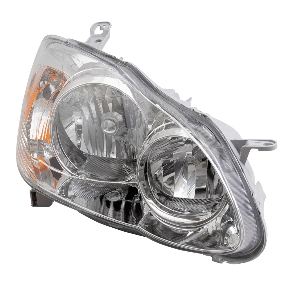 Brock Replacement Driver and Passenger Halogen Headlights Lens with Chrome Bezel Compatible with 2005-2008 Corolla N. America 8115002350 8111002360