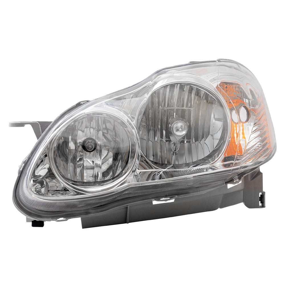 Headlight Assembly fits 05-08 Toyota Corolla Drivers Halogen Lens Chrome Bezel