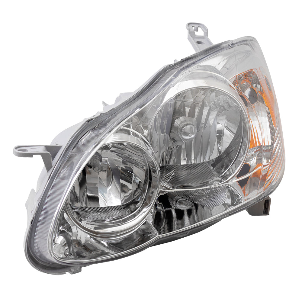 Headlight Assembly fits 05-08 Toyota Corolla Drivers Halogen Lens Chrome Bezel