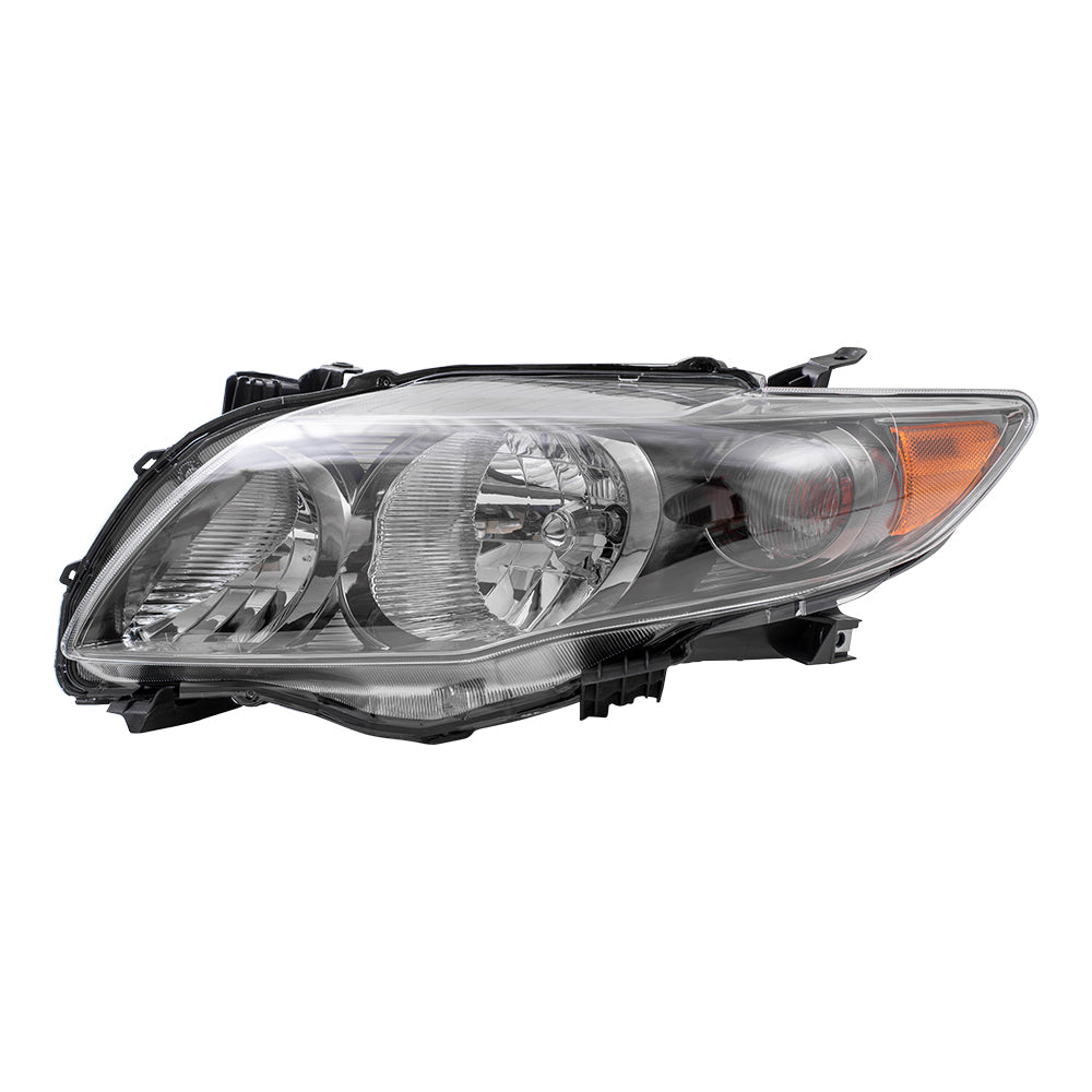 Fits Toyota Corolla USA 09-10 Drivers Headlight Assembly - Lens w/ Black Housing