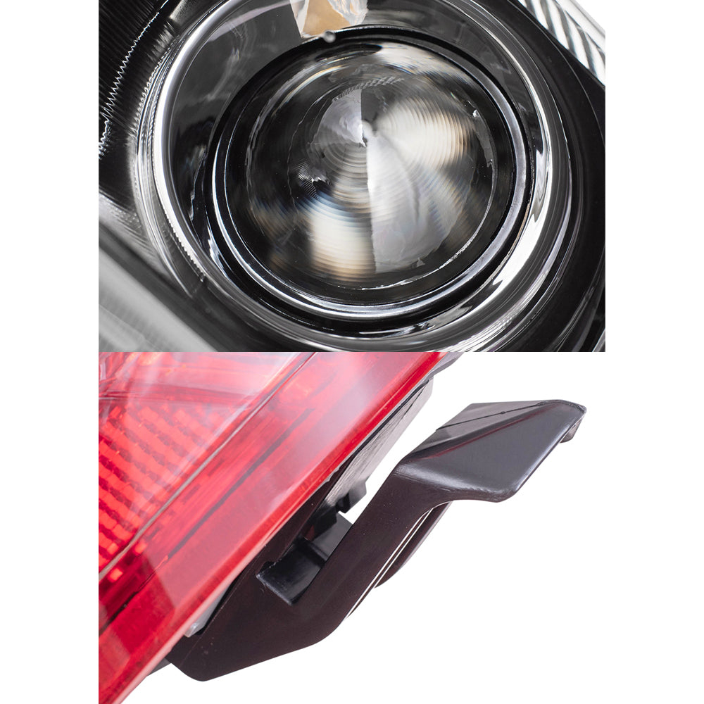 Brock Replacement Driver and Passenger Side Headlights with Smoked Lens & Quarter Mounted Tail Lights 4 Piece Set Compatible with 2010-2011 Camry SE USA Built ONLY