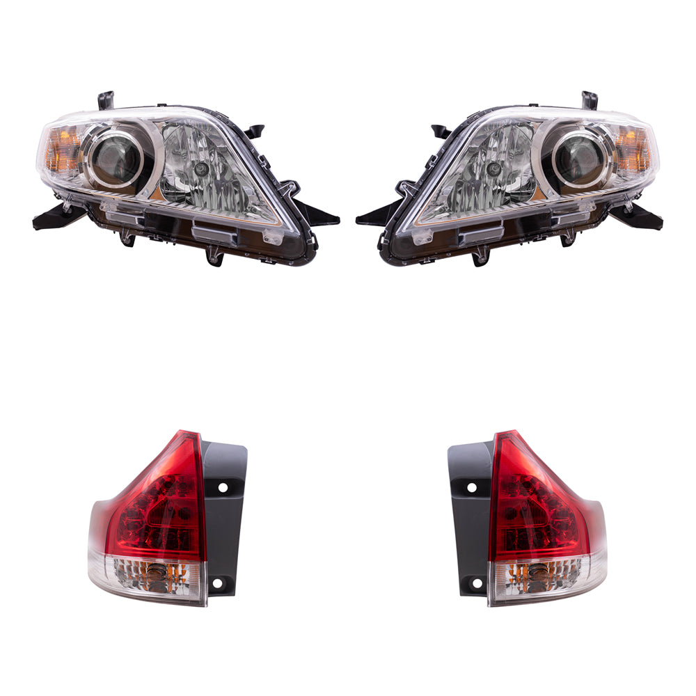 Brock Aftermarket Replacement Part Driver & Passenger Side Halogen Combination Headlights w/o LED Daytime Running lights & Tail Lights Quarter Mounted Compatible with 2011-2014 Toyota Sienna EXCEPT SE