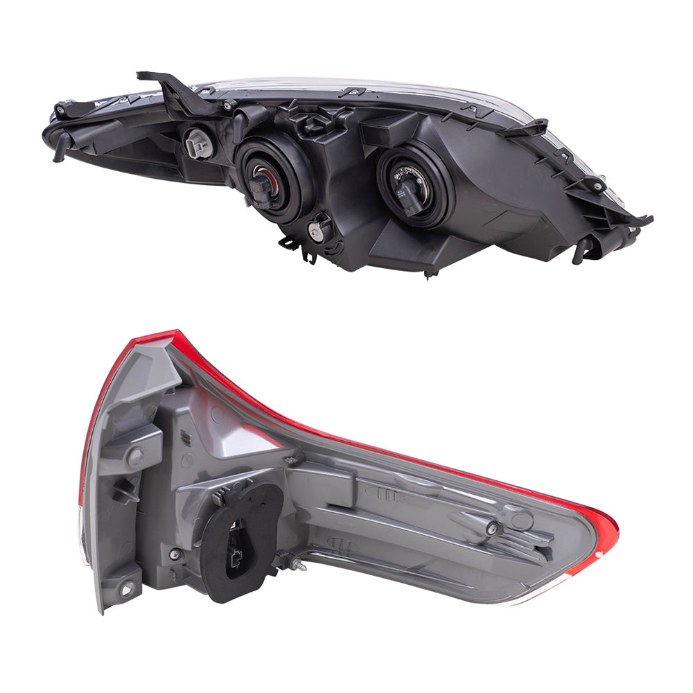 Brock Aftermarket Replacement Part Driver & Passenger Side Halogen Combination Headlights w/o LED Daytime Running lights & Tail Lights Quarter Mounted Compatible with 2011-2014 Toyota Sienna EXCEPT SE