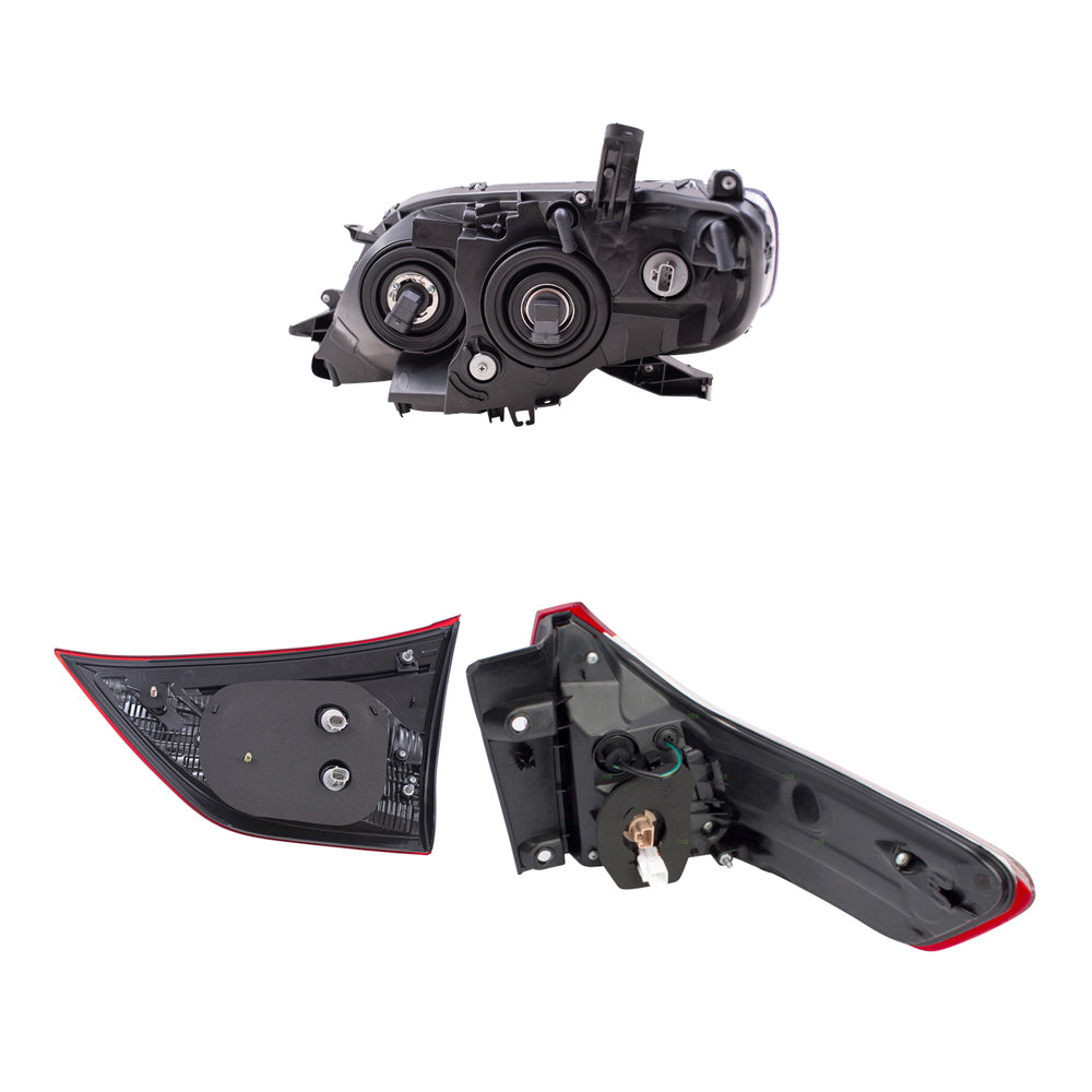 Brock Aftermarket Replacement Part Set of Halogen Combination Headlights w/o LED Daytime Running lights & Tail Lights Quarter & Liftgate Mounted Compatible with 2015-2019 Toyota Sienna EXCEPT SE