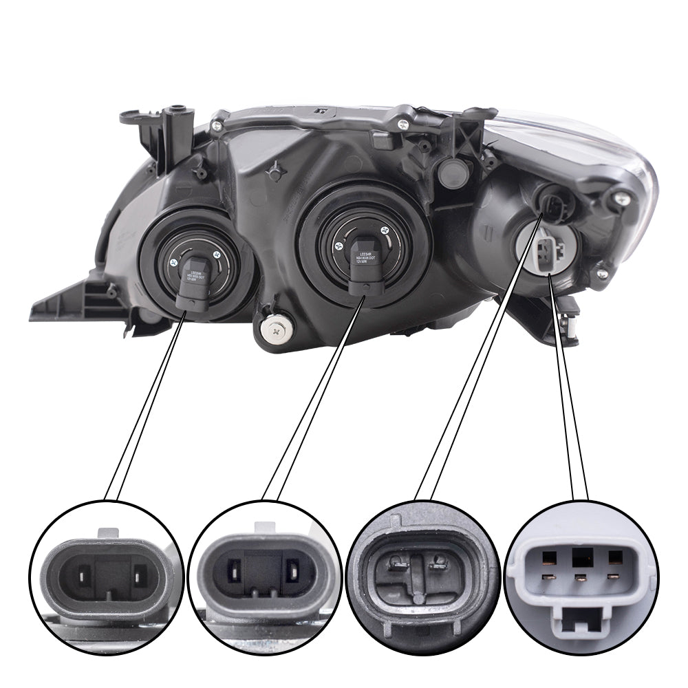 Brock Replacement Driver and Passenger Headlights Headlamps with Black Housing Compatible with Corolla 8115002B60 8111002B60