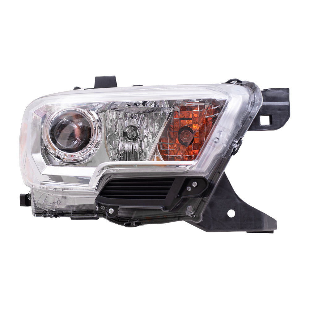 Brock Aftermarket Replacement Passenger Right Halogen Combination Headlight Assembly Without LED Daytime Running Light Compatible With 2019-2021 Toyota Tacoma Without Fog Lights