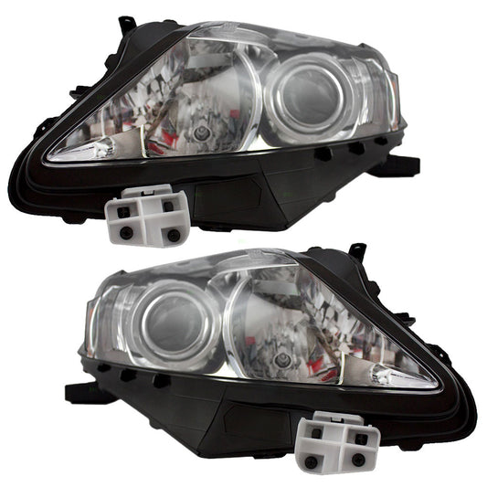 Brock Replacement Pair Set Halogen Combination Headlights Headlamps w/ Chrome Bezel Compatible with 10-12 RX350 81150-0E050 81110-0E050