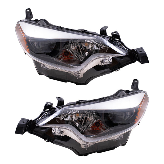 Brock Replacement Driver and Passenger Headlights Headlamps Lenses Compatible with Corolla 81150-02E60 81110-02E60