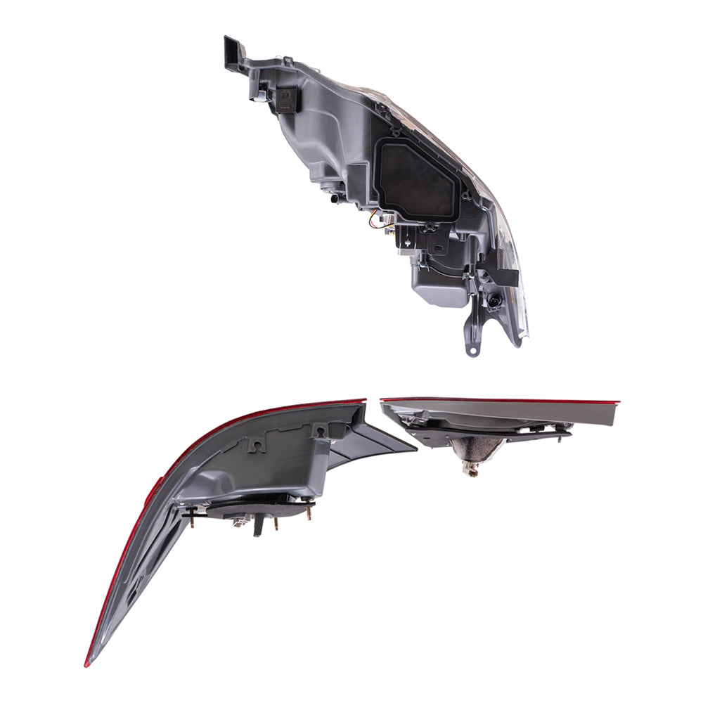 Brock Replacement Driver and Passenger Side Combination Headlight Assemblies and Tail Light Assemblies Quarter Mounted & Lid Mounted 6 Piece Set Compatible with 2014-2016 Corolla